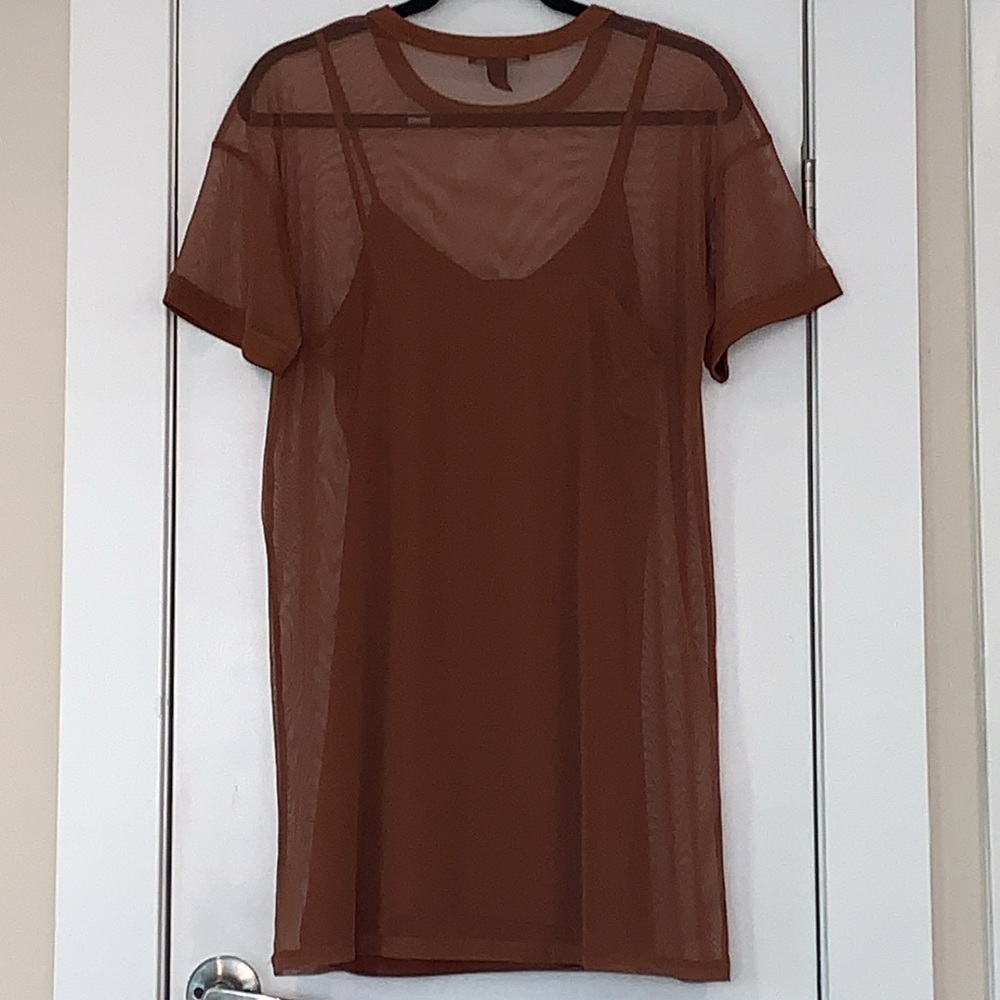 Forever 21 Layered Mesh Shirt Dress S - Picture 2 of 10